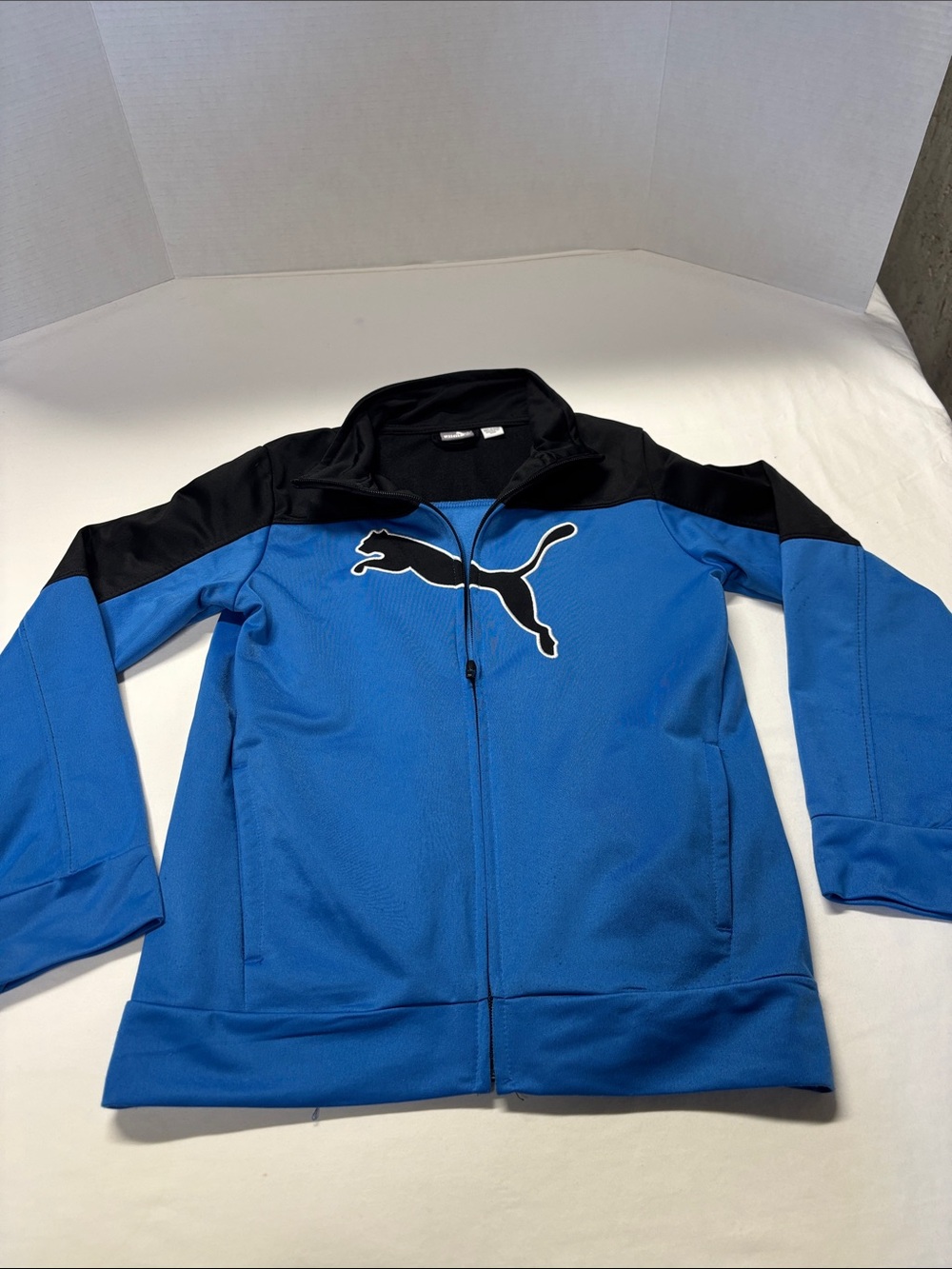 Puma Boys Blue Jacket with Black Shoulder Accents